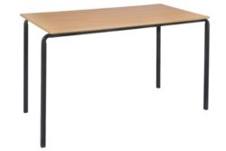 4 X Trapezoidal Stacking Crushbend Tables Beech Top Black Frame 1100 x 550 x 460mm