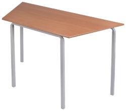 4 X Trapezoidal Stacking Crushbend Tables Beech Top Grey Frame 1100 x 550 x 460mm