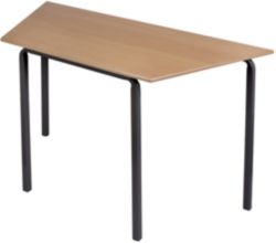 4 X Trapezoidal Stacking Crushbend Tables Beech Top Black Frame 1100 x 550 x 590mm