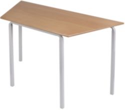 4 X Trapezoidal Stacking Crushbend Tables Beech Top Grey Frame 1100 x 550 x 760mm