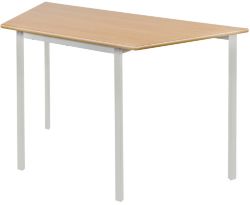 4 X Trapezoidal Fully Welded Tables Beech Top Grey Frame 1100 x 550 x 640mm