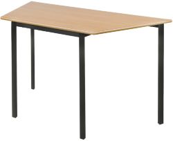 4 X Trapezoidal Fully Welded Tables Beech Top Black Frame 1100 x 550 x 710mm