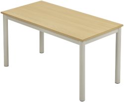 4 X Rectangular Aero Round Leg Table Beech Top Silver Frame 1200 x 600 x 710mm