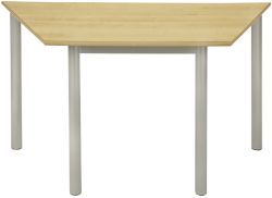4 X Trapezoidal Aero Round Leg Table Beech Top Silver Frame 1200 x 600 x 590mm