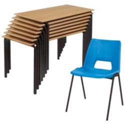 10 X 460mm High Harmony Chairs Blue 5 Crush Bend Tables 760mm Value Pack
