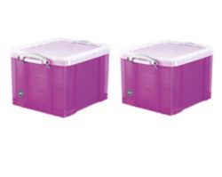 Really Useful Plastic Storage Box 310H x 390W x 480D mm 35 Litre Purple Pack 2