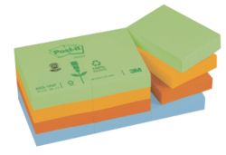 Post it Pastel Rainbow Recycled Notes 38mm x 51mm 12 pads per pack 