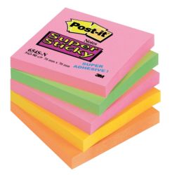 Post it Super Sticky Neon 76mm x 76mm 5 pads per pack 