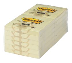 Recycled Paper Post it Yellow Notes 76mm x 76mm 12 pads per pack 