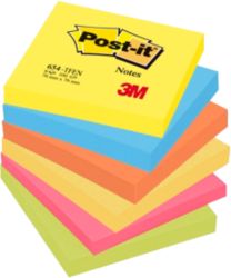 Post it Warm Neon Rainbow Notes 76mm x 76mm 6 pads per pack 