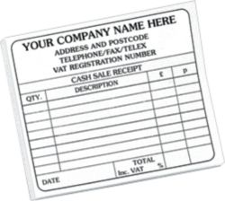 Personalised Cash Sales Receipts Book 1 Part 102 x 148 mm 100 Sheets Per Pad