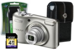 Nikon Coolpix L28 Silver Camera Kit inc 4x AA Batteries Charger Case 4GB SD