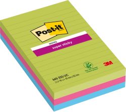 Post it Super Sticky Notes Assorted Ultra Lined 102 x 152mm