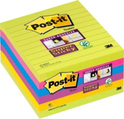 Post it Super Sticky Notes Assorted Ultra Lined 100 x 100mm