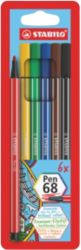 STABILO Pen 68 Fibre Tip Pen pack of 6 Assorted Colours