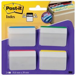 Post it Strong Filing Index Angled Tabs Assorted 50mm 24 Tabs Per Pack