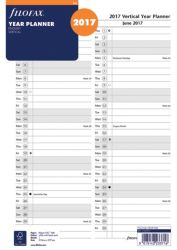 Filofax A4 Inserts Year Planner organiser size 297 x 210 mm