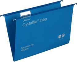 Rexel Crystalfiles Extra Suspension Files Polypropylene 15mm Capacity Foolscap Blue Box 25