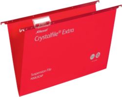 Rexel Crystalfiles Extra Suspension Files Polypropylene 15mm Capacity Foolscap Red Box 25