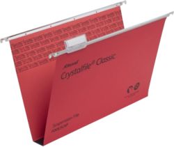 Rexel Crystalfile Classic Suspension Files Manilla 30mm Capacity Foolscap Red Box 50