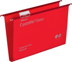 Rexel Crystalfiles Extra Suspension Files Polypropylene 30mm Capacity Foolscap Red Box 25