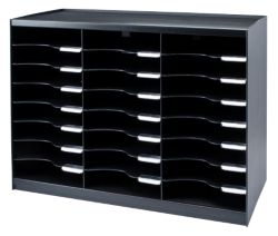 Fastpaper 24 Compartment Literature Organiser Black