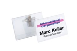 Durable Combi Clip Badge 40 x 75mm 50pk