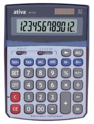 Ativa AT714 Desktop Calculator 12 Digit Battery Solar Powered 195x145x50mm