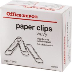 Office Depot Paper Clips Giant Wavy 75mm 100 Per Box 