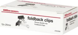 Office Depot Foldback Clips Black 25mm 12 Per Box