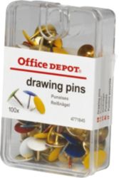 Office Depot Drawing Pins Assorted Colours 100 bx