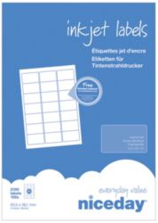 Niceday Inkjet Labels 38 x 63mm 21 Labels Per Sheet 100 Sheets Per Box 