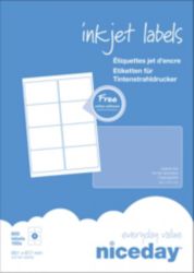 Niceday Inkjet Labels 67 x 99mm 8 Labels Per Sheet 100 Sheets Per Box 