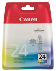 Canon BCI24C Cyan Magenta Yellow Printer Ink Cartridge Twin Pack