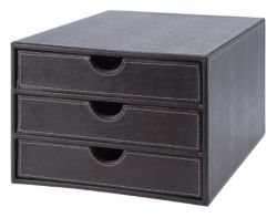 OSCO Brown faux leather 3 draw sorter 