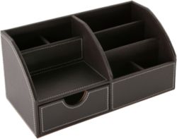 OSCO Brown faux leather desk organiser 
