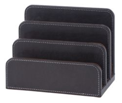 Brown faux leather letter holder