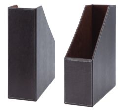 OSCO Brown faux leather magazine rack 