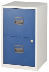 Bisley 2 Drawer Filing Cabinet Blue Grey 672H x 413W x 400D mm