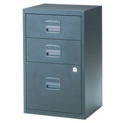 Bisley 3 Drawer Filing Cabinet Red Grey 672H x 413W x 400D mm