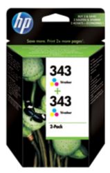 HP 343 Cyan Magenta Yellow Printer ink Cartridge Twin Pack