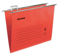 Niceday coloured suspension files red foolscap pack of 50