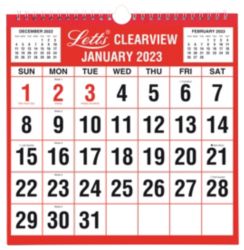 Letts Clearview Monthly Calendar 238 x 238 mm