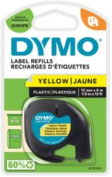 Dymo Letratag Label Plastic Yellow 12mm x 4m
