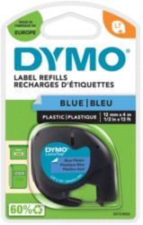 Dymo Letratag Label Plastic Blue 12mm x 4m