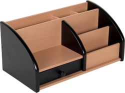 Wooden desk organiser black