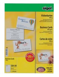 Sigel PC 185gsm Business Cards for InkjetLaserCopier High White 150pack 