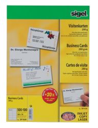 Sigel PC 200gsm Business Cards for InkjetLaserCopier High White 600pack 