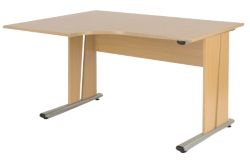 Newbury Office Environment Left Hand Ergo Desk Maple 130W x 75D x 725H cm