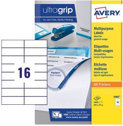 Avery Multi Function and Copier Labels 105 x 37mm 1600 Labels Per Box 3484 